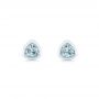 18k White Gold 18k White Gold Aquamarine Stud Earrings - Three-Quarter View -  106051 - Thumbnail