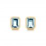 14k Yellow Gold Aquamarine Stud Earrings