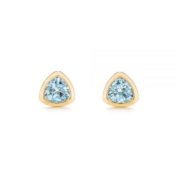 14k Yellow Gold 14k Yellow Gold Aquamarine Stud Earrings - Three-Quarter View -  106051