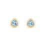 18k Yellow Gold 18k Yellow Gold Aquamarine Stud Earrings - Three-Quarter View -  106051 - Thumbnail