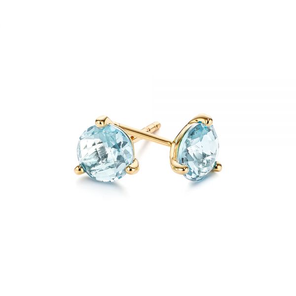 14k Yellow Gold 14k Yellow Gold Aquamarine Stud Martini Earrings - Front View - 106401