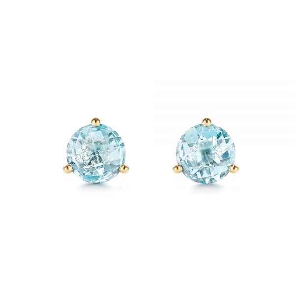 14k Yellow Gold 14k Yellow Gold Aquamarine Stud Martini Earrings - Three-Quarter View -  106401