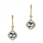 14k Yellow Gold 14k Yellow Gold Aquamarine And Diamond Earrings - Three-Quarter View -  100982 - Thumbnail