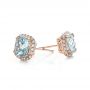 14k Rose Gold 14k Rose Gold Aquamarine And Diamond Halo Earrings - Front View -  101015 - Thumbnail