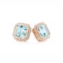 18k Rose Gold 18k Rose Gold Aquamarine And Diamond Halo Earrings - Front View -  105442 - Thumbnail