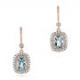 14k Rose Gold Aquamarine And Diamond Halo Earrings