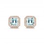 14k Rose Gold 14k Rose Gold Aquamarine And Diamond Halo Earrings - Three-Quarter View -  105442 - Thumbnail