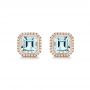 14k Rose Gold Aquamarine And Diamond Halo Earrings