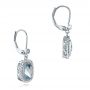 14k White Gold Aquamarine And Diamond Halo Earrings - Front View -  101937 - Thumbnail