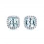 14k White Gold Aquamarine And Diamond Halo Earrings - Three-Quarter View -  101015 - Thumbnail