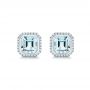 14k White Gold Aquamarine And Diamond Halo Earrings - Three-Quarter View -  105442 - Thumbnail