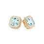 14k Yellow Gold 14k Yellow Gold Aquamarine And Diamond Halo Earrings - Front View -  105442 - Thumbnail