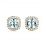 18k Yellow Gold Aquamarine And Diamond Halo Earrings