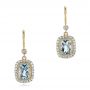 14k Yellow Gold 14k Yellow Gold Aquamarine And Diamond Halo Earrings - Three-Quarter View -  101937 - Thumbnail