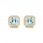 18k Yellow Gold 18k Yellow Gold Aquamarine And Diamond Halo Earrings - Three-Quarter View -  105442 - Thumbnail