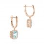 18k Rose Gold 18k Rose Gold Aquamarine And Diamond Huggies - Front View -  105413 - Thumbnail