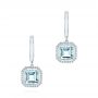 18k White Gold 18k White Gold Aquamarine And Diamond Huggies - Three-Quarter View -  105413 - Thumbnail