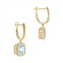 18k Yellow Gold 18k Yellow Gold Aquamarine And Diamond Huggies - Front View -  105413 - Thumbnail