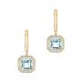 14k Yellow Gold Aquamarine And Diamond Huggies