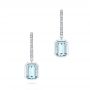 14k White Gold 14k White Gold Aquamarine And Diamond Stud Huggies - Three-Quarter View -  106447 - Thumbnail