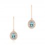 14k Rose Gold 14k Rose Gold Aquamarine And Diamond Vintage-inspired Earrings - Three-Quarter View -  103897 - Thumbnail