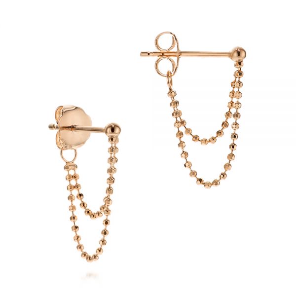14k Rose Gold 14k Rose Gold Bead Chain Earrings - Front View -  106144