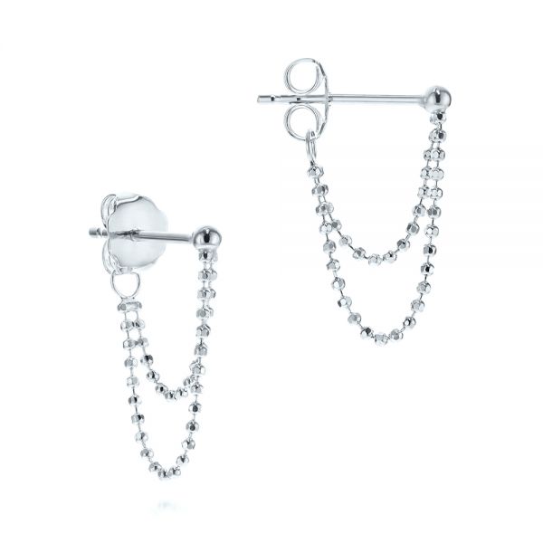 Platinum Platinum Bead Chain Earrings - Front View - 106144