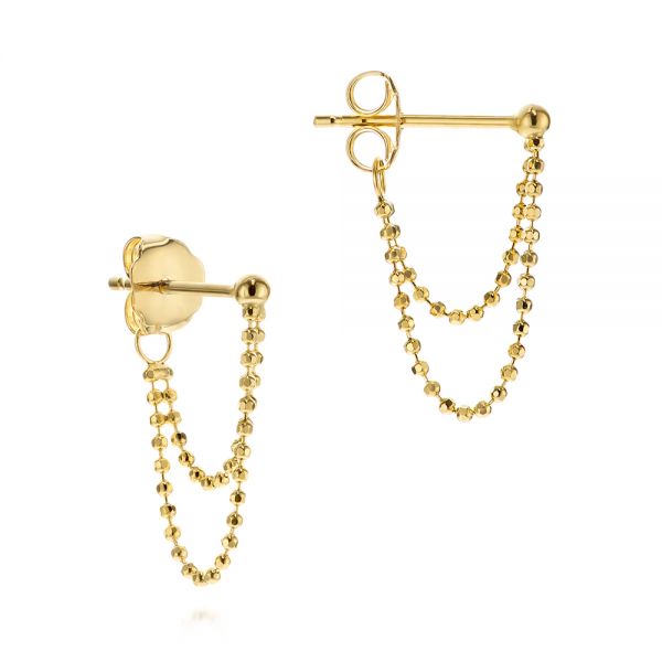 14k Yellow Gold Bead Chain Earrings - Front View -  106144