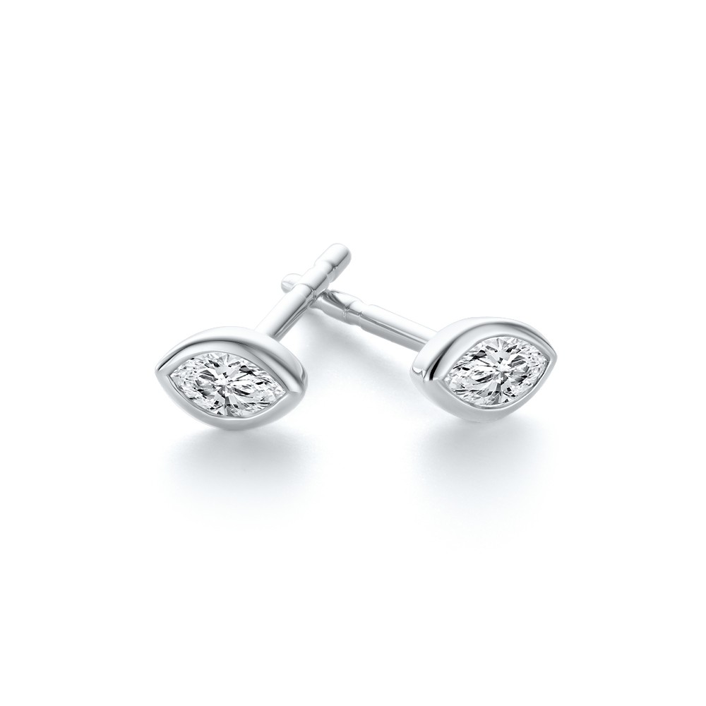  Platinum Platinum Bezel Marquise Diamond Studs - Front View -  108502