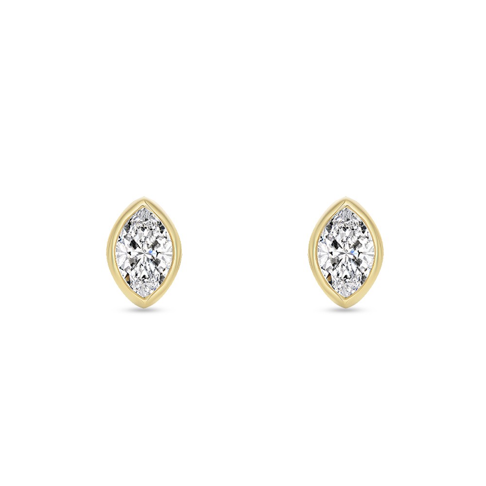 Bezel Marquise Diamond Studs - Image
