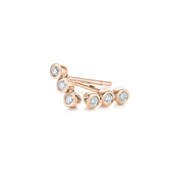 18k Rose Gold 18k Rose Gold Bezel-set Diamond Earrings - Front View -  104360