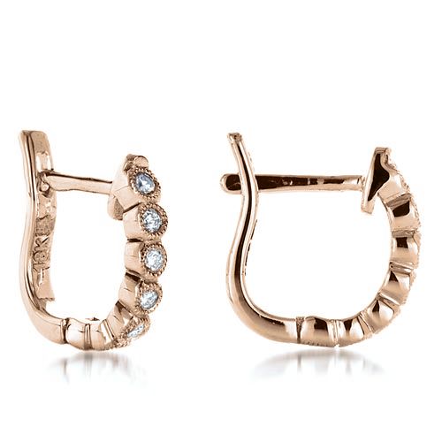 14k Rose Gold 14k Rose Gold Bezel Set Diamond Earrings - Front View - 1184