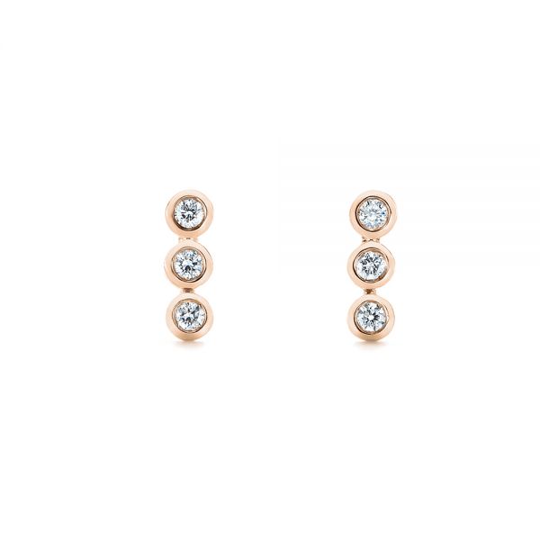 18k Rose Gold 18k Rose Gold Bezel-set Diamond Earrings - Three-Quarter View -  104360