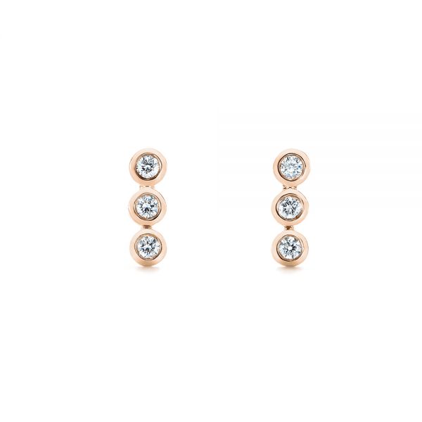 14k Rose Gold 14k Rose Gold Bezel-set Diamond Earrings - Three-Quarter View -  104360