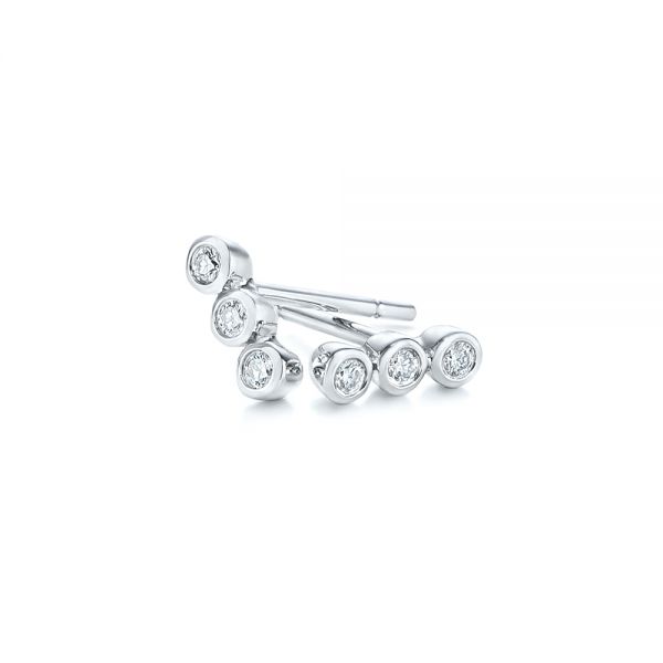 14k White Gold Bezel-set Diamond Earrings - Front View -  104360