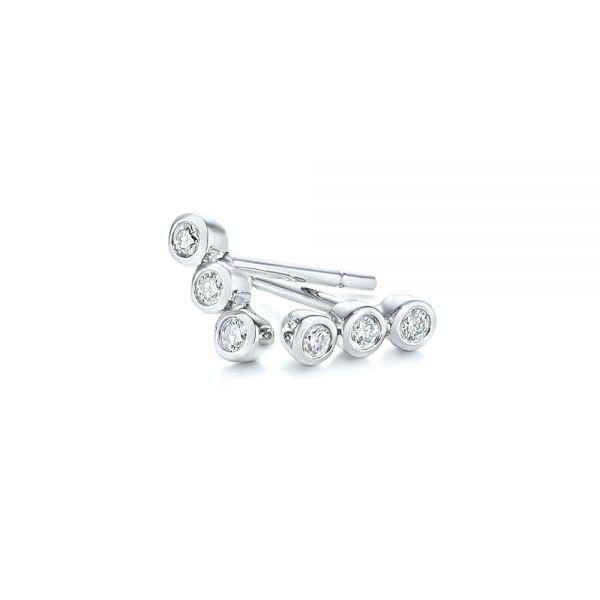 14k White Gold Bezel-set Diamond Earrings - Front View - 104360