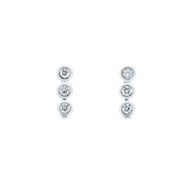  Platinum Platinum Bezel-set Diamond Earrings - Three-Quarter View -  104360