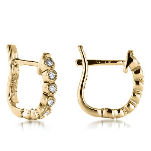 14k Yellow Gold 14k Yellow Gold Bezel Set Diamond Earrings - Front View - 1184