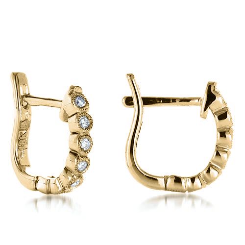 14k Yellow Gold 14k Yellow Gold Bezel Set Diamond Earrings - Front View -  1184