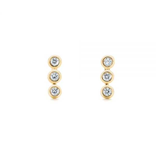 18k Yellow Gold 18k Yellow Gold Bezel-set Diamond Earrings - Three-Quarter View -  104360