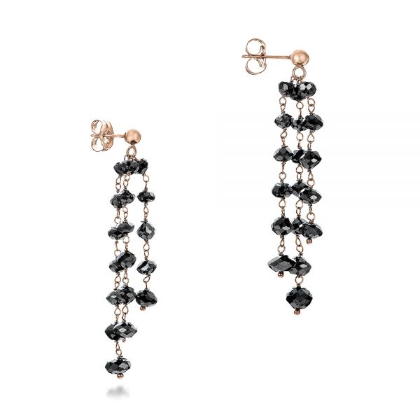 14k Rose Gold 14k Rose Gold Black Diamond Dangle Earrings - Front View -  100845