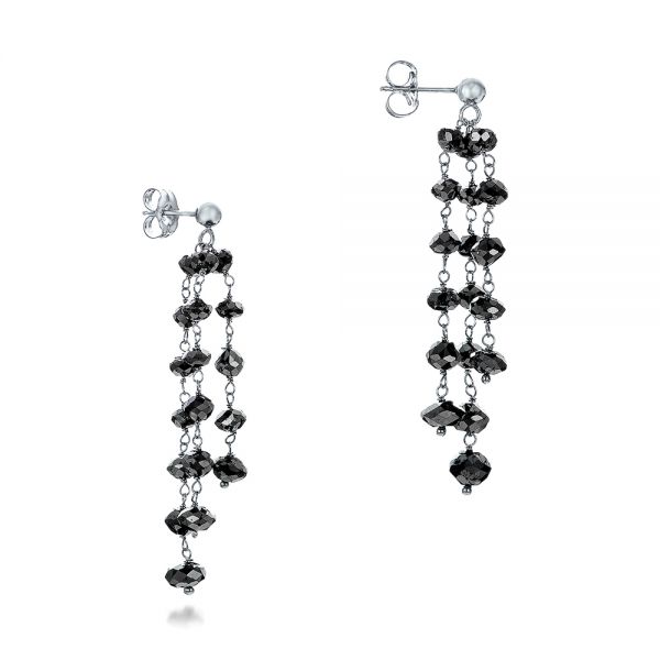  Platinum Platinum Black Diamond Dangle Earrings - Front View -  100845