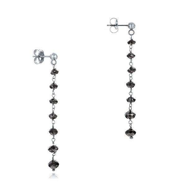 Platinum Platinum Black Diamond Dangle Earrings - Front View - 100847