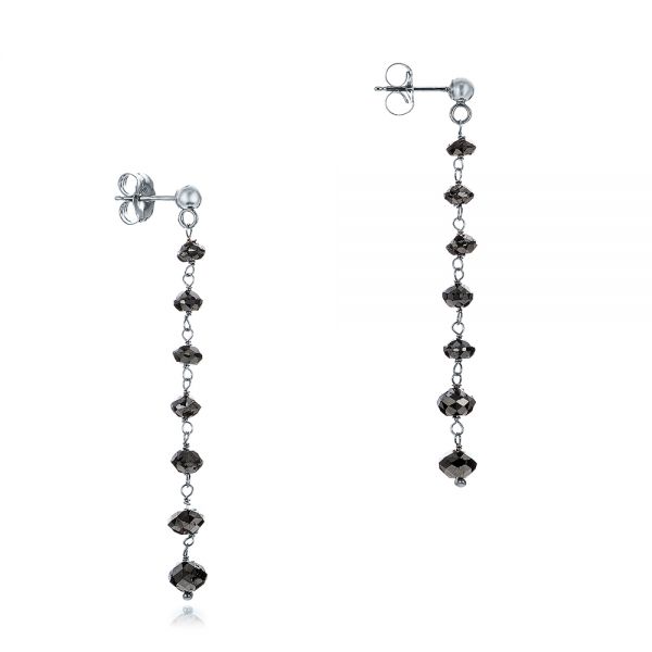  Platinum Platinum Black Diamond Dangle Earrings - Front View -  100847