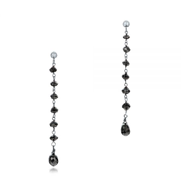  Platinum Platinum Black Diamond Dangle Earrings - Three-Quarter View -  100846