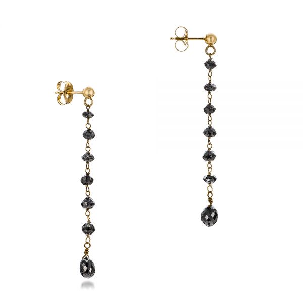 18k Yellow Gold 18k Yellow Gold Black Diamond Dangle Earrings - Front View -  100846