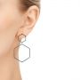 Platinum Platinum Black Diamond Geometric Hexagon Earrings - Hand View -  105348 - Thumbnail