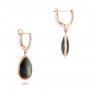 14k Rose Gold Black Mother Of Pearl And Diamond Luna Earrings - Front View -  102498 - Thumbnail