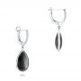 18k White Gold 18k White Gold Black Mother Of Pearl And Diamond Luna Earrings - Front View -  102498 - Thumbnail