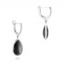 14k White Gold 14k White Gold Black Mother Of Pearl And Diamond Luna Earrings - Front View -  102498 - Thumbnail